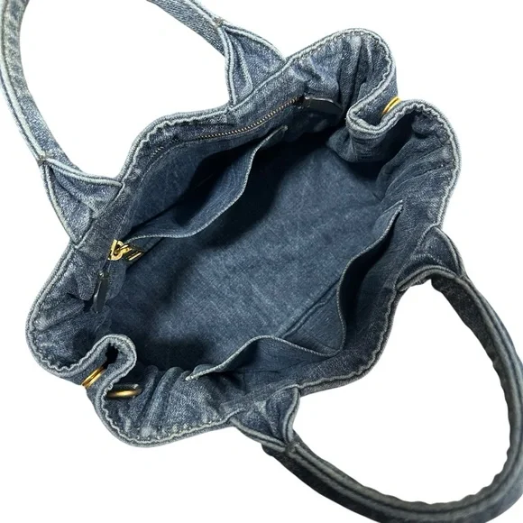 Prada Blue Denim Canapa PM Two Way Tote Bag with Dust Bag - Picture 5 of 11